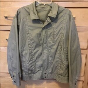 Men's Olive Lightweight Jacket Made in Poland zips & snaps 4 pockets